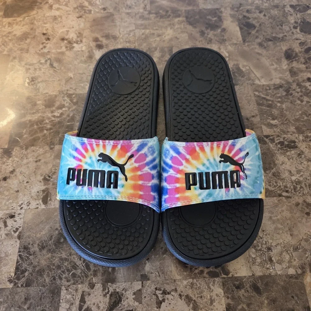 Puma women's Cool Cat tie dye slide sandals sz 7 lightweight casual summer
